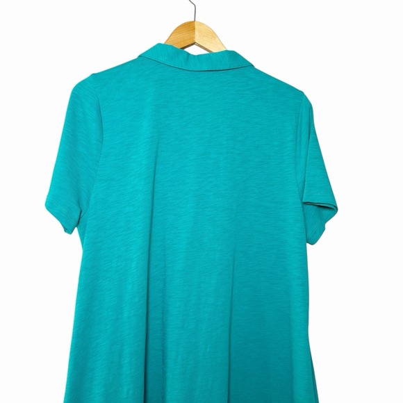 Soft Surroundings Danielle Button Dress XL Teal Asym Hem Pocket Casual Comfy - Picture 9 of 11